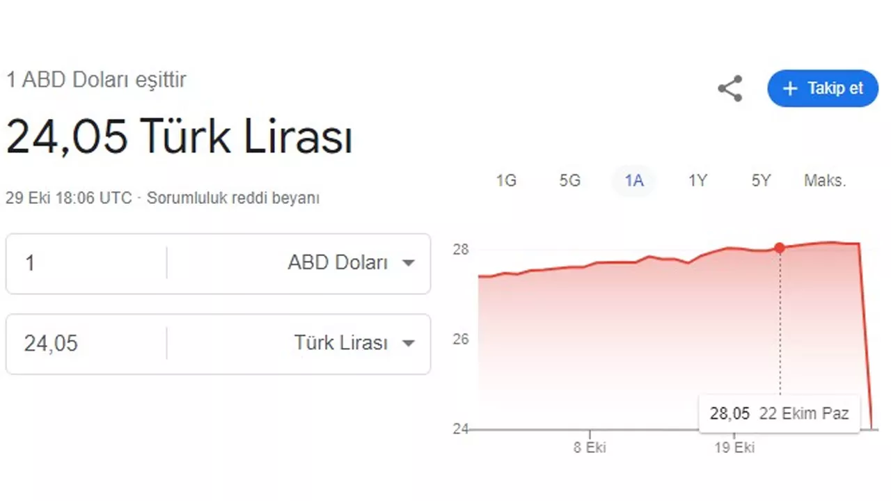 Google'da Dolar/TL Kuru Karmaşası: Dolar 24.05 TL'ye Düştü mü?