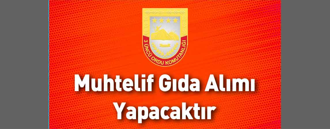 Erzincan 3'üncü Ordu Komutanlığı Muhtelif Gıda Alımı Yapacaktır