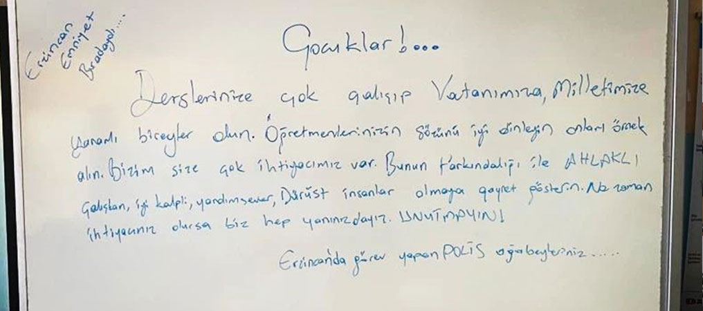Erzincan Polisinden Duygulandıran Not