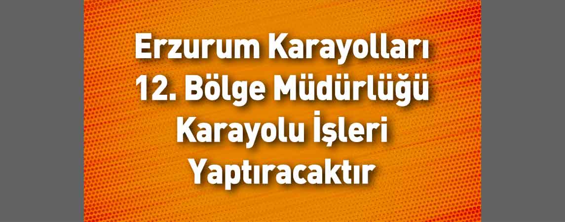 Erzurum Karayolları 12. Bölge Müdürlüğü Karayolu İşleri Yaptıracaktır