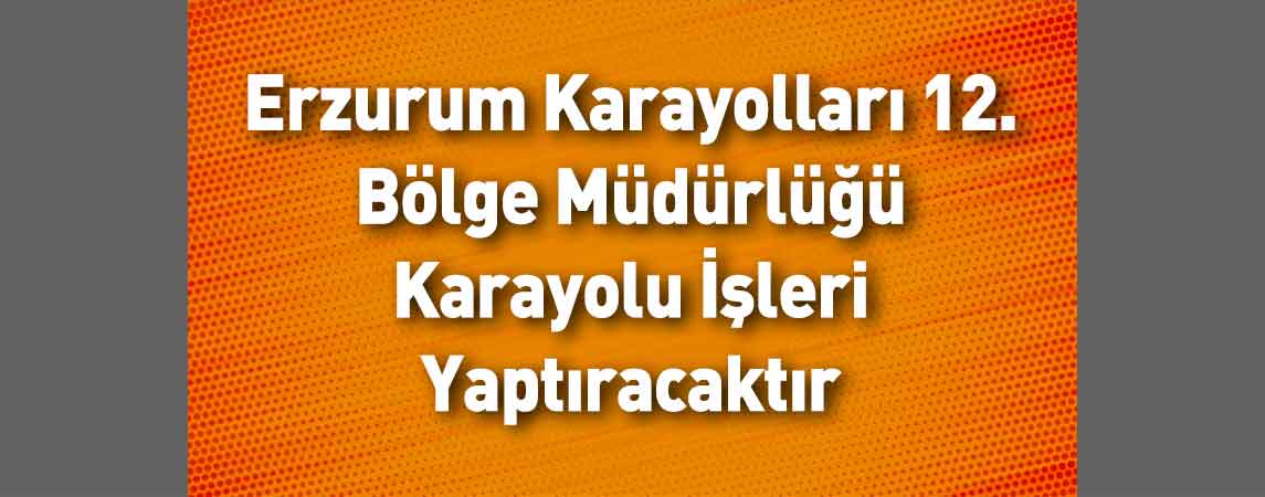 Erzurum Karayolları 12. Bölge Müdürlüğü Karayolu İşleri Yaptıracaktır