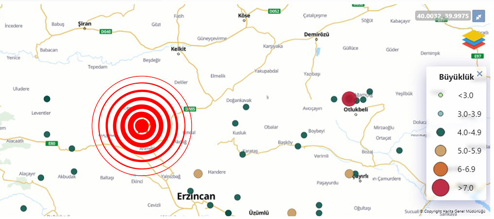 Kelkit’te Meydana Gelen Deprem Erzincan’da da Hissedildi